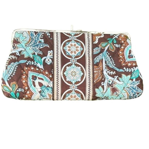 Vera Bradley Kiss Lock Wallet Clutch, Retired 2006 Java Blue Pattern - Picture 1 of 9
